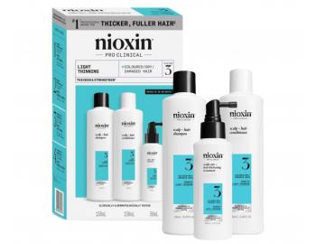 Rad pre mierne rednce farben vlasy Nioxin System 3 - sada - ampn 150 ml + kondicionr 150 ml + bezoplachov starostlivos 50 ml