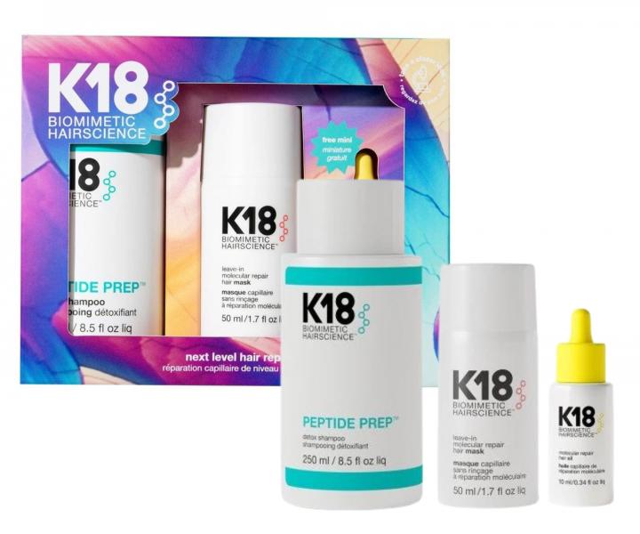 Darekov sada pre obnovu pokodench vlasov K18 Next Level Hair Repair Set