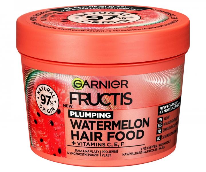 Maska pre jemn vlasy bez objemu Garnier Fructis Watermelon Hair Food 3 Usage Mask - 400 ml