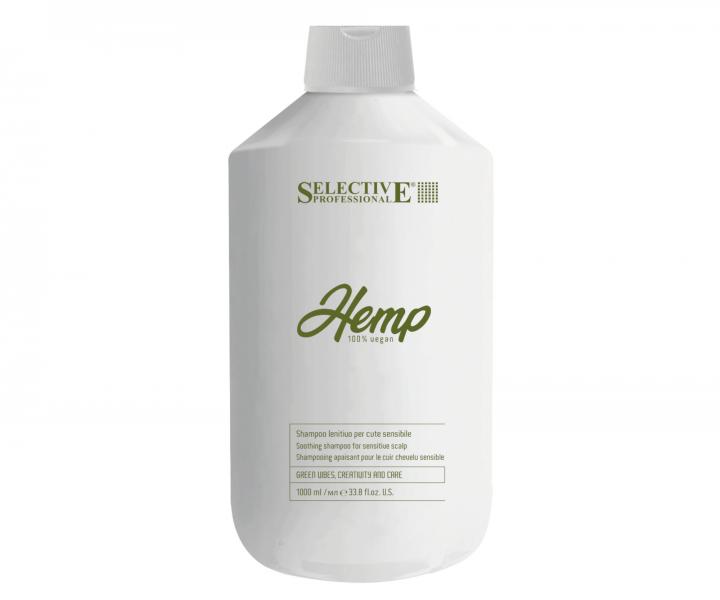 Upokojujci ampn pre citliv pokoku hlavy Selective Professional Hemp Shampoo Lenitive - 1000 ml