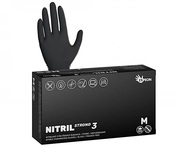 Siln nitrilov rukavice so zdrsnenm povrchom Espeon Nitril Strong 3 - 100 ks, ierne, vekos M