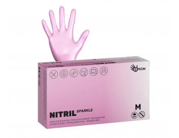 Nitrilov rukavice Espeon Nitril Sparkle - 100 ks, perleov ruov, vekos M