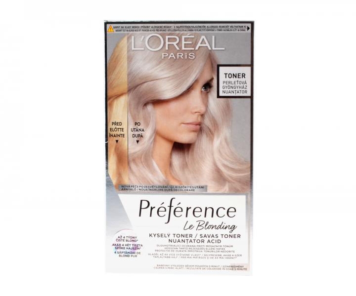 Neutralizan toner na vlasy s kyslm pH Loral Paris Prfrence Le Blonding - perleov