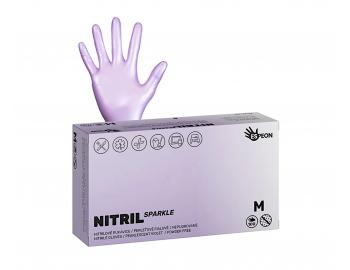 Nitrilov rukavice Espeon Nitril Sparkle - 100 ks, perleov fialov, vekos M