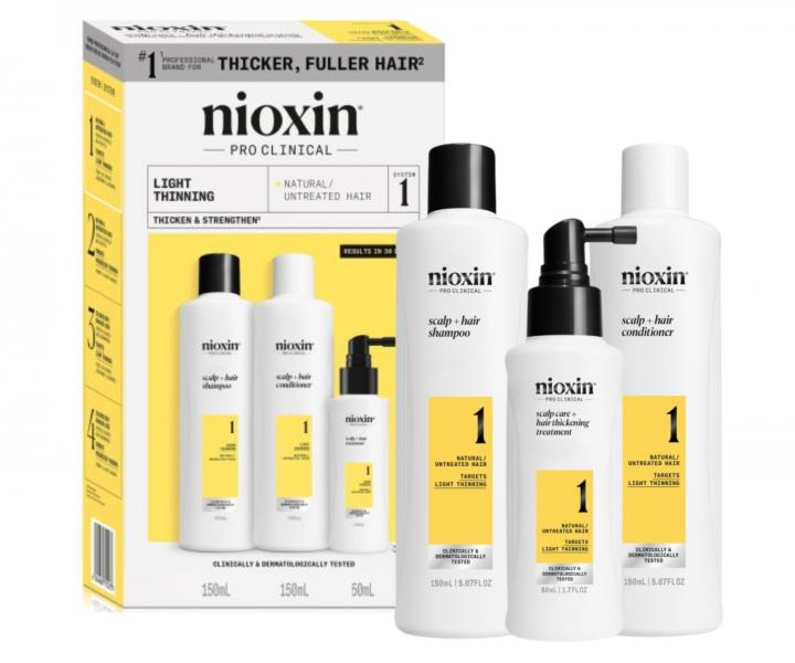 Sada pre mierne rednce prrodn vlasy Nioxin System 1 Trial Kit No. 1