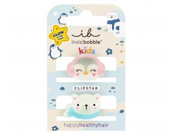 Detsk vesel krpeky do vlasov Invisibobble Clipstar Polar Friends - 2 ks