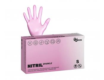 Nitrilov rukavice Espeon Nitril Sparkle - 100 ks, perleov ruov, vekos S