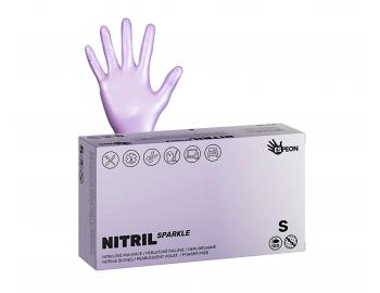 Nitrilov rukavice Espeon Nitril Sparkle - 100 ks, perleov fialov, vekos S