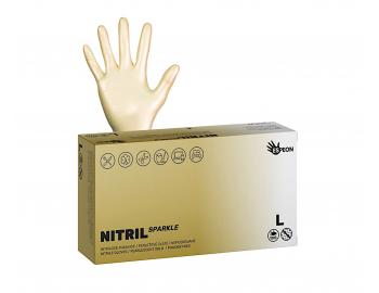 Nitrilov rukavice Espeon Nitril Sparkle - 100 ks, perleov zlat, vekos L