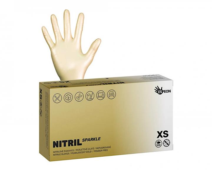 Nitrilov rukavice Espeon Nitril Sparkle - 100 ks, perleov zlat, vekos XS