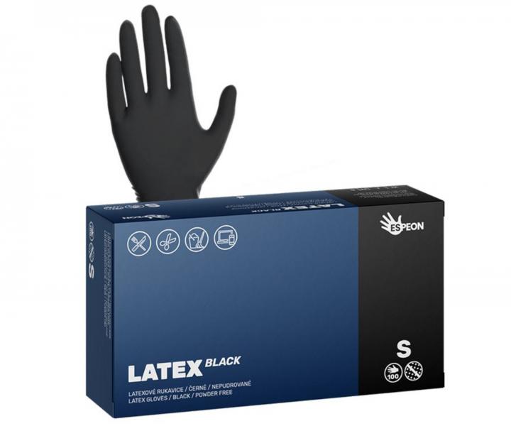 Latexov rukavice Espeon Latex Black - 100 ks, ierne, vekos S