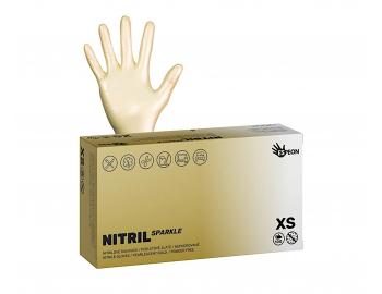 Nitrilov rukavice Espeon Nitril Sparkle - 100 ks, perleov zlat, vekos XS