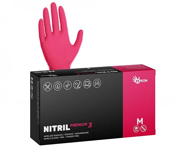 Siln nitrilov rukavice Espeon Nitril Premium 3 - 100 ks, erven, vekos M