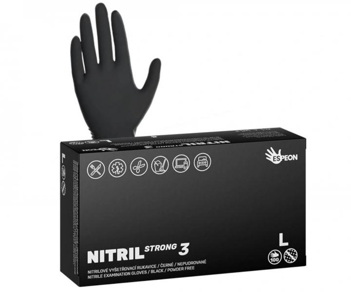 Siln nitrilov rukavice so zdrsnenm povrchom Espeon Nitril Strong 3 - 100 ks, ierne