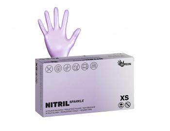 Nitrilov rukavice pre kadernkov Espeon Nitril Sparkle 100 ks - perleov fialov - XS
