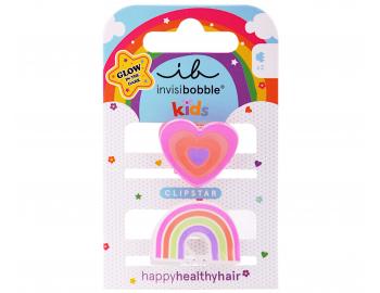 Detsk vesel kripeky do vlasov Invisibobble Clipstar Happy Heart - 2 ks