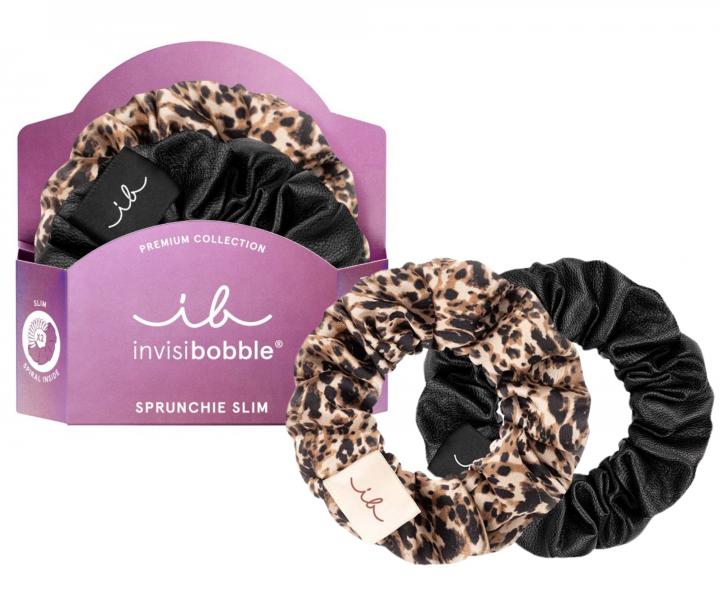 Ozdobn pirlov gumiky Invisibobble Sprunchie Slim Premium Leo is the New Black - 2 ks