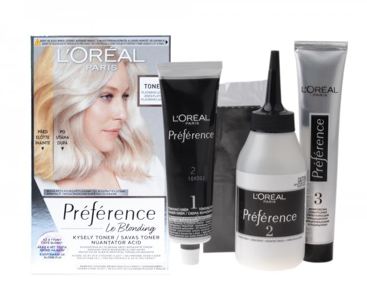 Neutralizan toner na vlasy s kyslm pH Loral Paris Prfrence Le Blonding - platinov adov