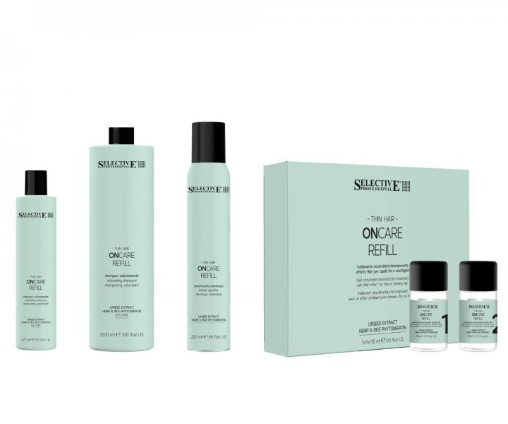 Intenzvna kra pre objem jemnch a redncich vlasov Selective Professional OnCare Refill Treatment - 5+5 x 15 ml